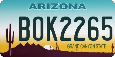 AZ license plate BOK2265