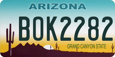 AZ license plate BOK2282
