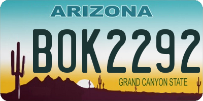 AZ license plate BOK2292