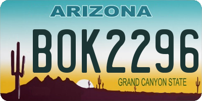 AZ license plate BOK2296