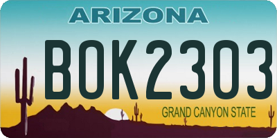 AZ license plate BOK2303