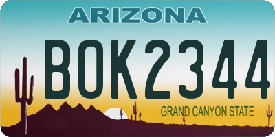 AZ license plate BOK2344