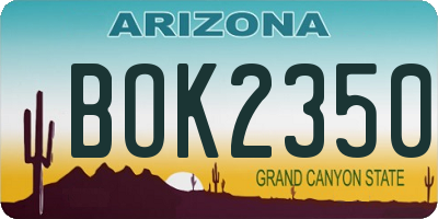 AZ license plate BOK2350