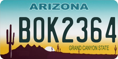 AZ license plate BOK2364