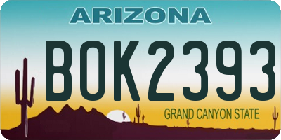 AZ license plate BOK2393