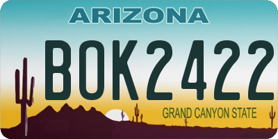 AZ license plate BOK2422