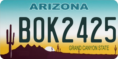 AZ license plate BOK2425
