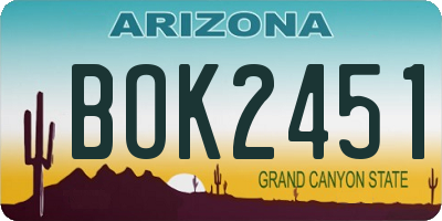 AZ license plate BOK2451
