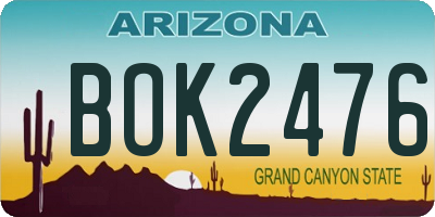 AZ license plate BOK2476