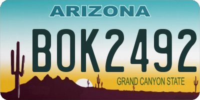 AZ license plate BOK2492