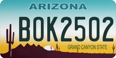 AZ license plate BOK2502