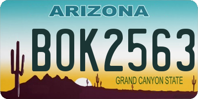 AZ license plate BOK2563