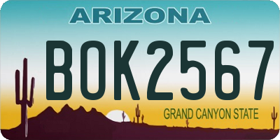 AZ license plate BOK2567