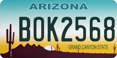AZ license plate BOK2568