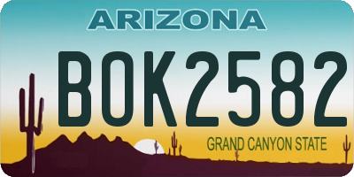 AZ license plate BOK2582