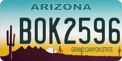 AZ license plate BOK2596
