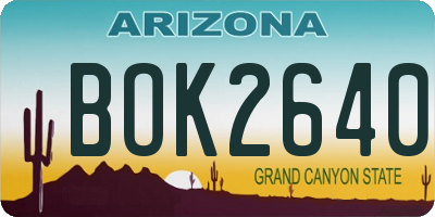AZ license plate BOK2640