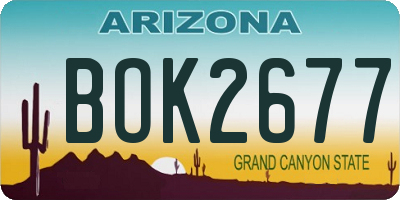 AZ license plate BOK2677