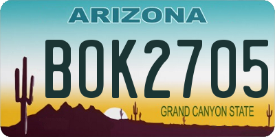AZ license plate BOK2705