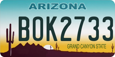 AZ license plate BOK2733