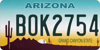 AZ license plate BOK2754