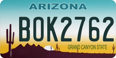 AZ license plate BOK2762