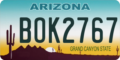 AZ license plate BOK2767