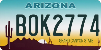 AZ license plate BOK2774