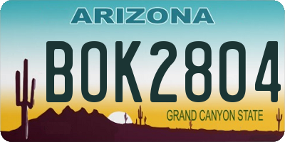 AZ license plate BOK2804