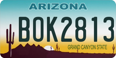 AZ license plate BOK2813