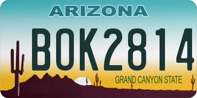 AZ license plate BOK2814