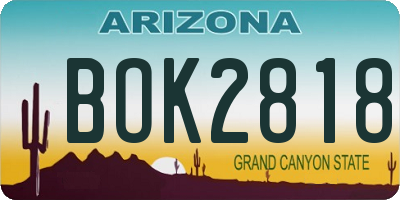 AZ license plate BOK2818