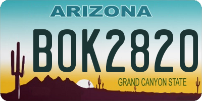AZ license plate BOK2820