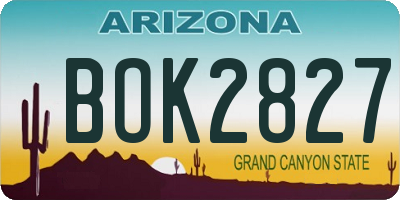AZ license plate BOK2827