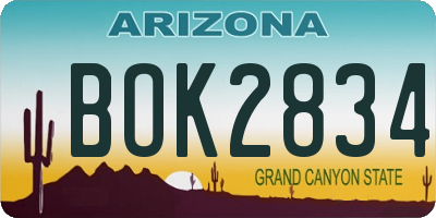 AZ license plate BOK2834