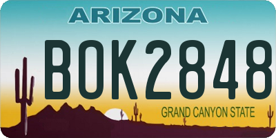 AZ license plate BOK2848