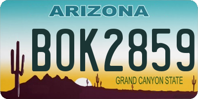 AZ license plate BOK2859