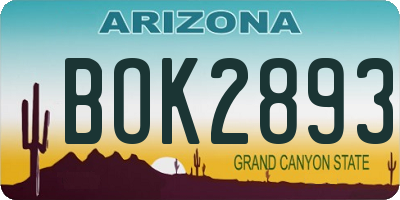 AZ license plate BOK2893