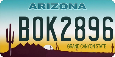 AZ license plate BOK2896