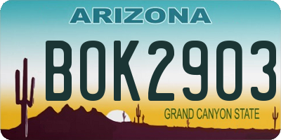 AZ license plate BOK2903