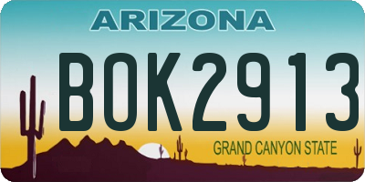 AZ license plate BOK2913