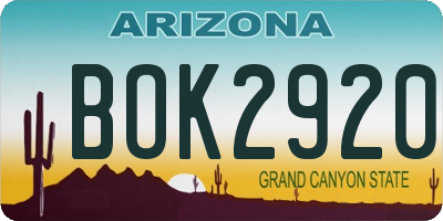 AZ license plate BOK2920