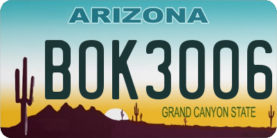 AZ license plate BOK3006