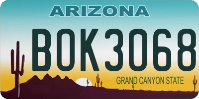 AZ license plate BOK3068