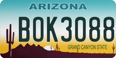AZ license plate BOK3088