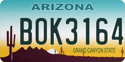 AZ license plate BOK3164