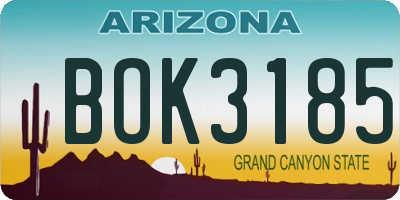 AZ license plate BOK3185