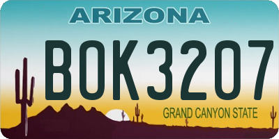 AZ license plate BOK3207