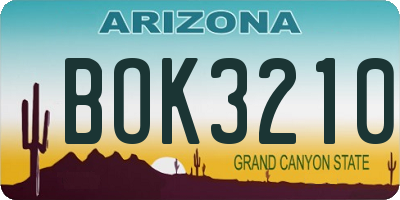 AZ license plate BOK3210