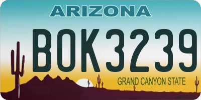 AZ license plate BOK3239